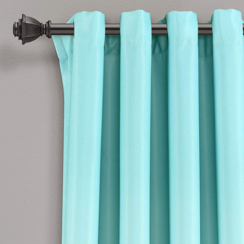 Lush Decor Aqua and Gray Umbre Fiesta Curtains Light Filtering Window Panel Set for Living, Dining, Bedroom (Pair), Long Wide, 52" W x 84" L - Image 2